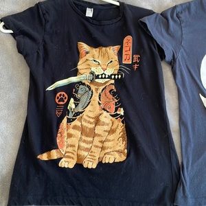 Two cat print T shirts XS